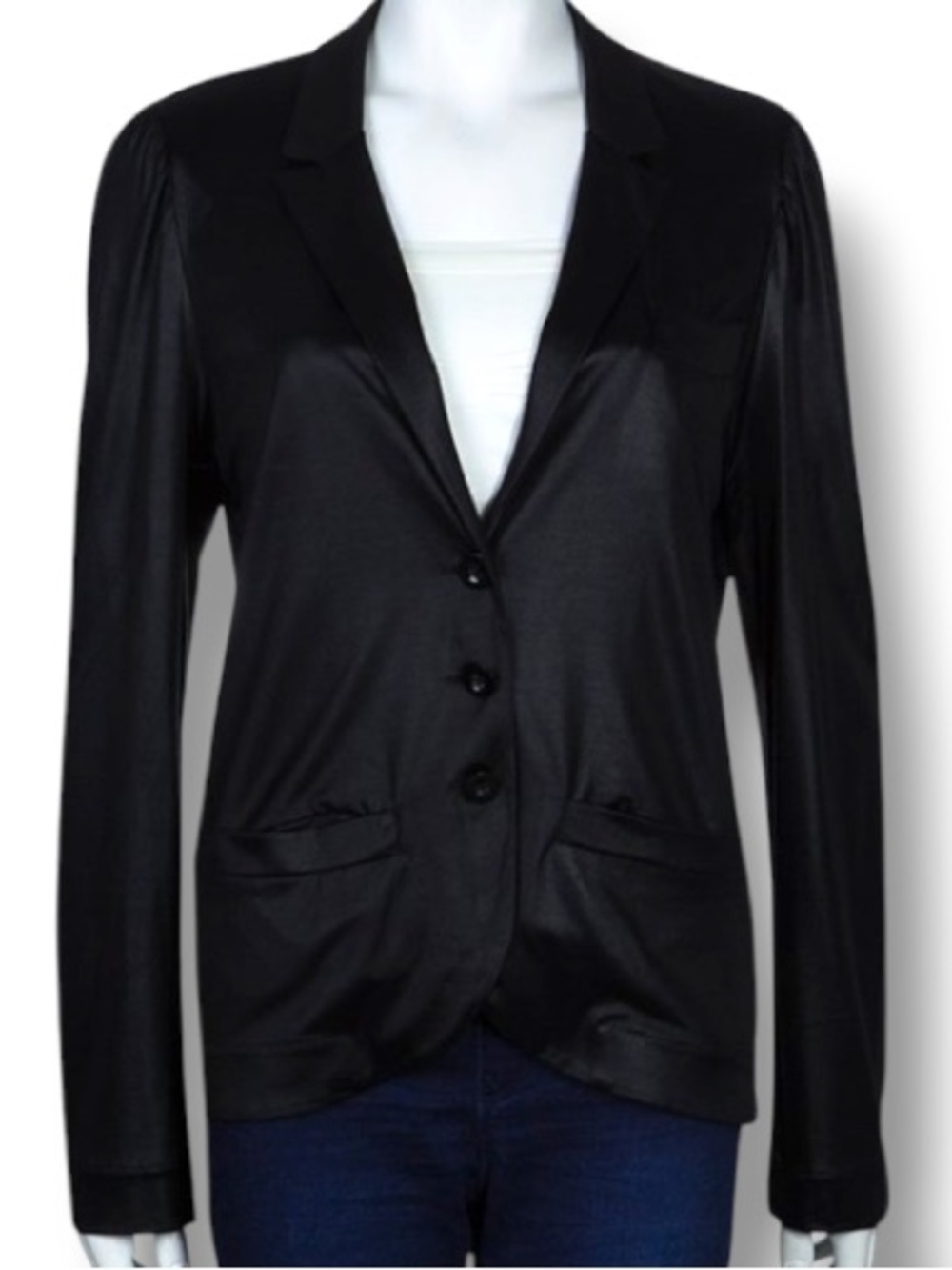 Marc Jacobs Women’s Black Collared Blazer Luxury High Fashion Couture Top